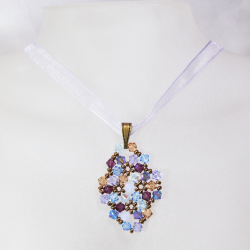 Pendant 65cm - Shea Rhombus S-Violet Organza - Pendant 65cm - Laiton bronze